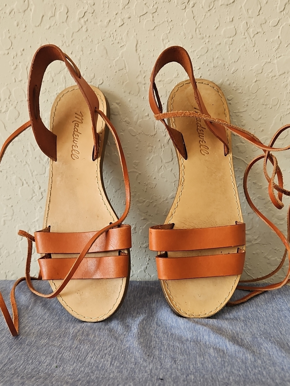Madewell Boardwalk Ankle Tie Sandal- Chestnut Brown Leather, Style G4998, Sz 7